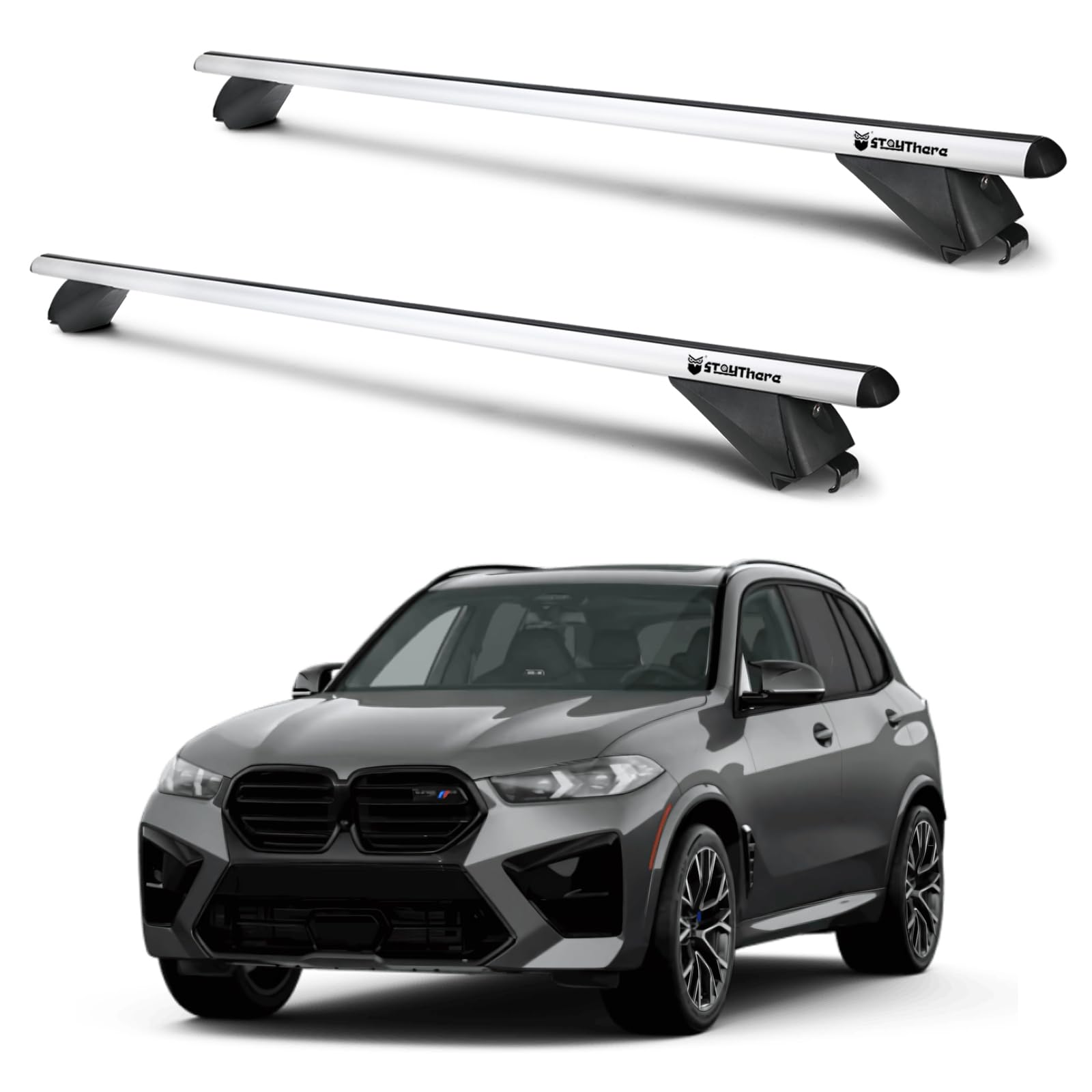 Stay There Car Roof Rack Cross Bars 52”Aero Thick Aluminum Universal Crossbars Roof Rack Adjustable Roof Cross Bars, Fits Most Vehicles with Existing Raised Side Rails with Gap- 200 lbs Load Capacity