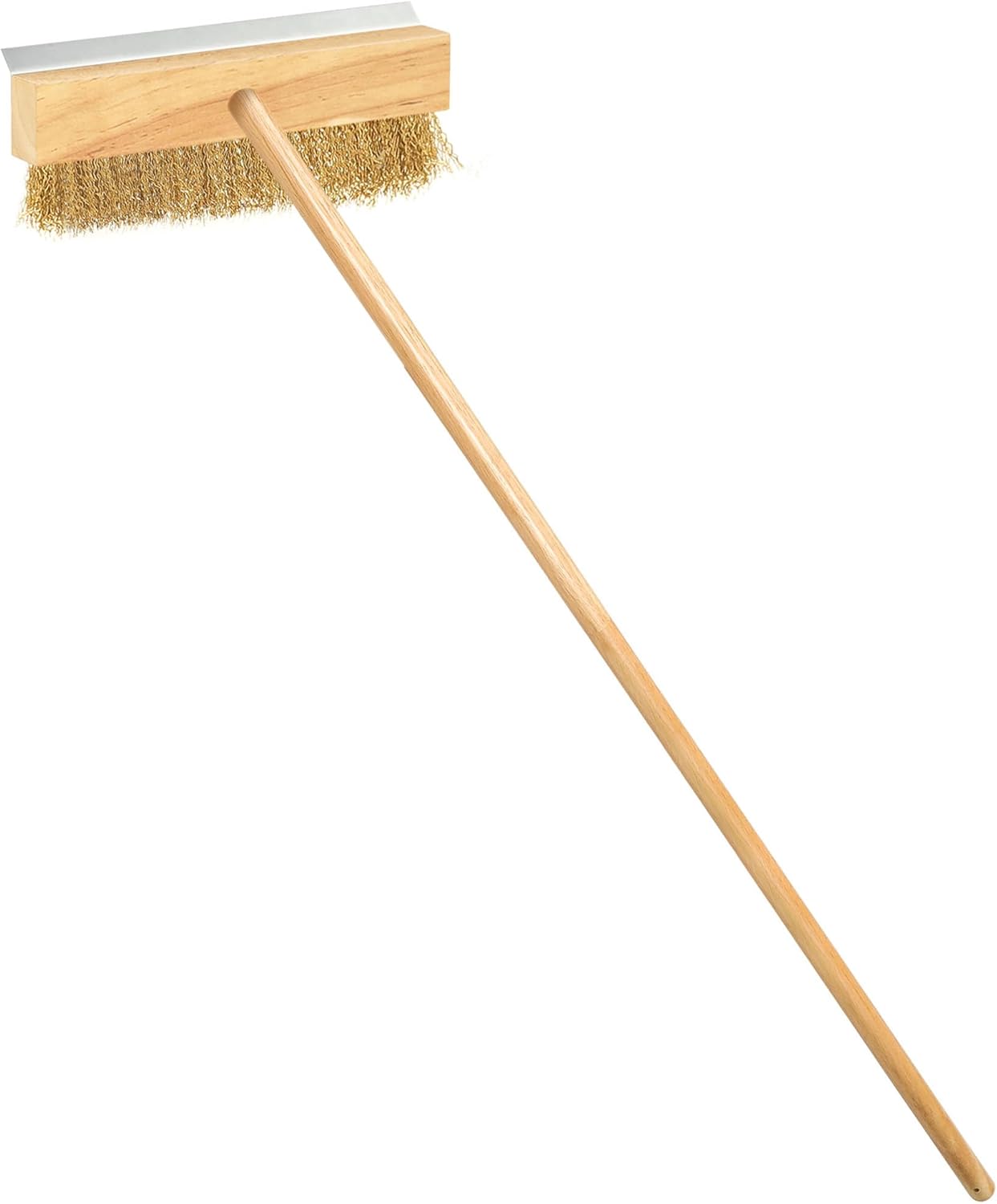 LRUI Pizza Oven Brush with Scraper,41-Inch Long Wood Handle Brass Bristles,Outdoor Pizza Oven Brush LRUI Pizza Oven Brush with Scraper,41-Inch Long Wood Handle Brass Bristles,Outdoor Pizza Oven Brush