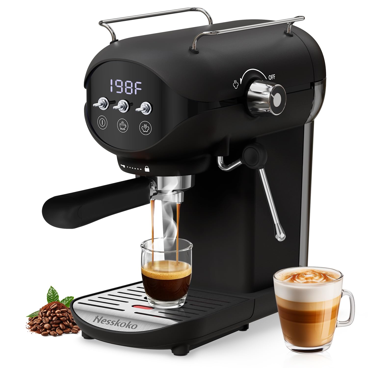 Amazon.com: Nesskoko Espresso Machine with Steam Milk Frother Semi