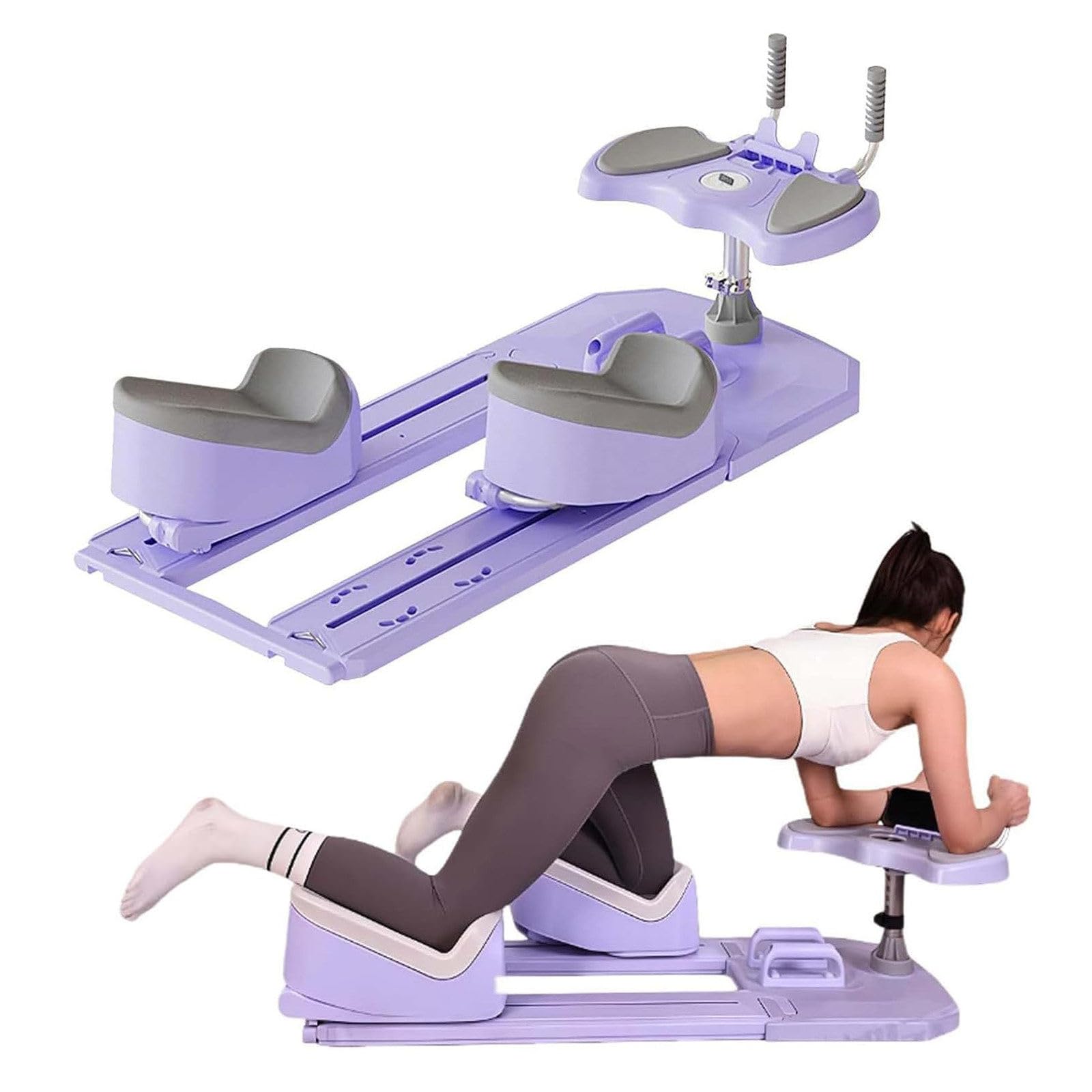 DDZJTPP 6-In-1 Spine Twist Trainer, Detachable Waist Trainer Machine Digital Timer Home Gym Equipment for Waist Trainer Workout Waist Toning Back Leg Stretching Purple