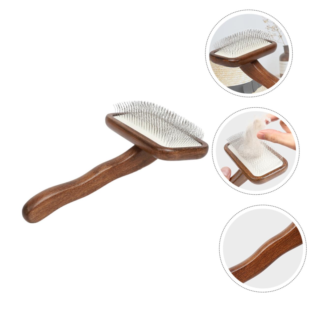 Peine de Madera Portátil para Perros y Gatos Eliminación de Pelos Sueltos, Diseño Antideslizante y Uso Hogar para Cuidado y Belleza