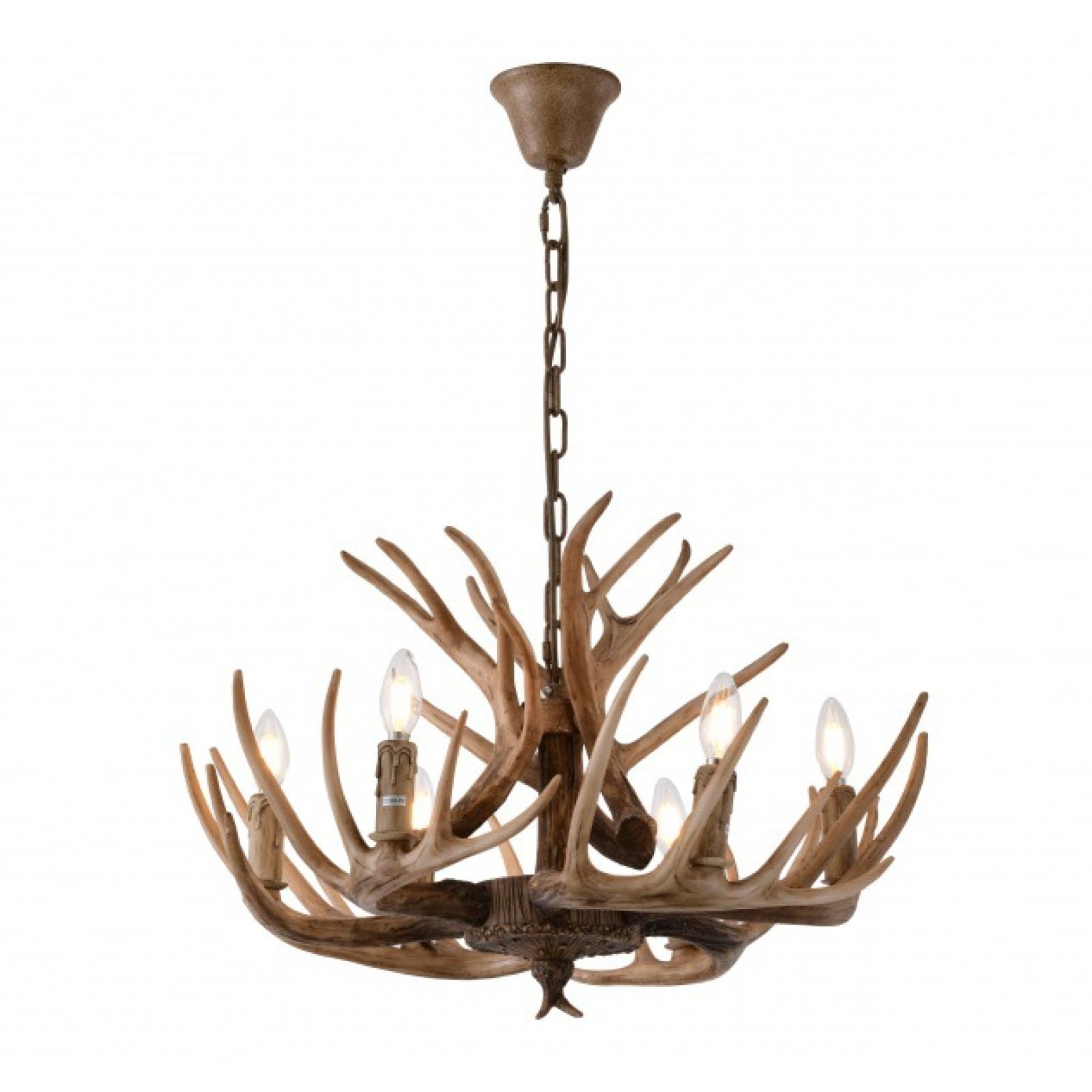 HYJAUSXB Deer Chandelier,6-8 Heads Stag Lamp Rustic Interior Decoration Resin Material,LED Bulbs,Rustic Decoration,Home Lighting Including light bulbs(68 * 40cm, Brown)