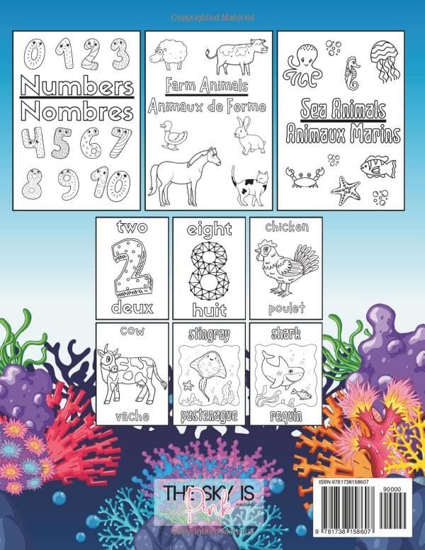 Kids Educational English/French Bilingual Colouring Book: Numbers, Farm Animals, and Sea Animals 2 61EHjHA6YGL