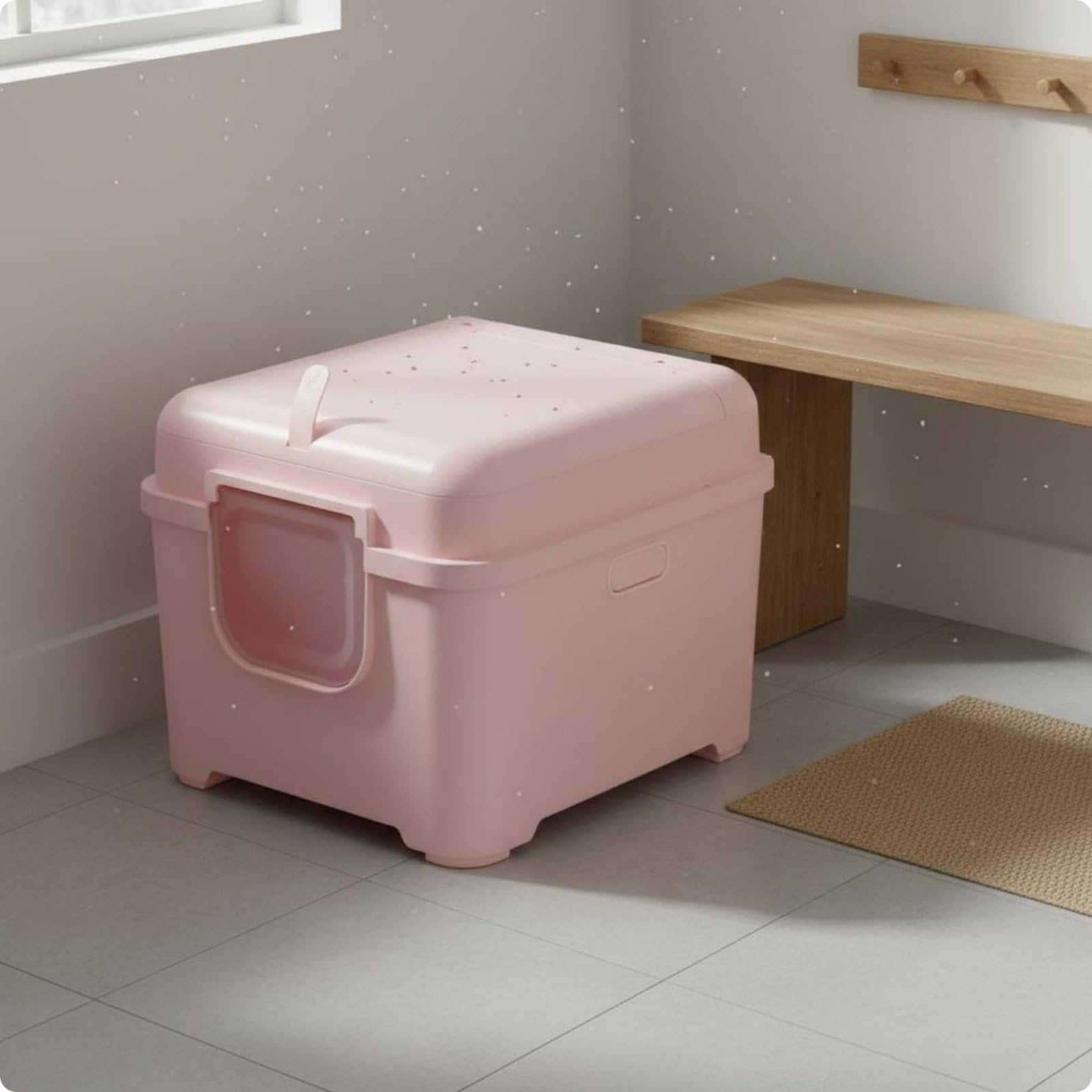 Inodoro para Gatos Recipiente Sanitario Arenero Caja Hermética con Diseño Cerrado Amplia Entrada y Filtro Que Ayuda a Contener Olores Adecuado para el, Azul Cielo