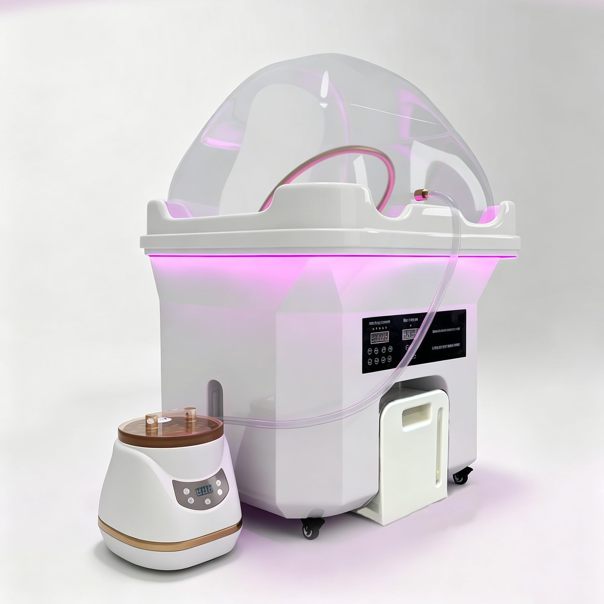 Generisch Neueste Head Spa, Mobiles Waschbecken mit 60L Wassertank und Abwassertank, inkl. Dampfhaube, Verneblung, Phototherapie und 4 Rollen, für Salon und Friseur， Konstanttemperatur-Wasserfall