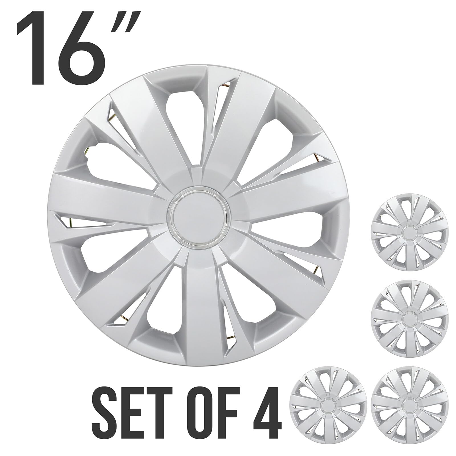 SCITOO Premium 16 Inch Hubcaps Set of 4 Wheel Rim Cover OEM Style Easy Snap On Car Truck SUV Hub Cap Replacement for Mazda,for Dodge,for Ford,for Honda,for Kia,for Mitsubishi,for Hyundai,etc.