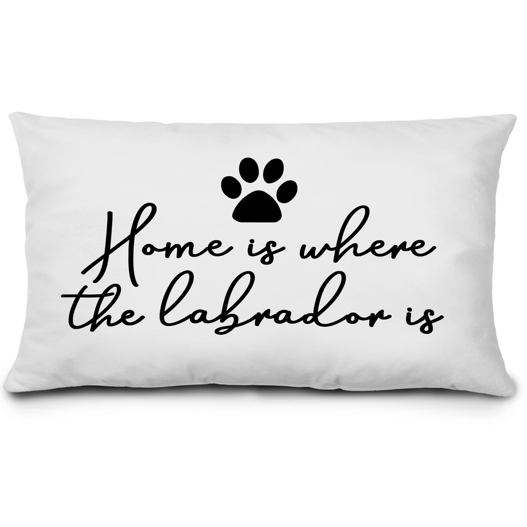 KEUSPI Labrador deocr for Home is Where The Labrador Dog Decor Throw Pillow Cover 12x20,Funny Labrad Dog Decoration for Couch Sofa Bedroom,Labra Dog Gifts for Women Labrador Gifts