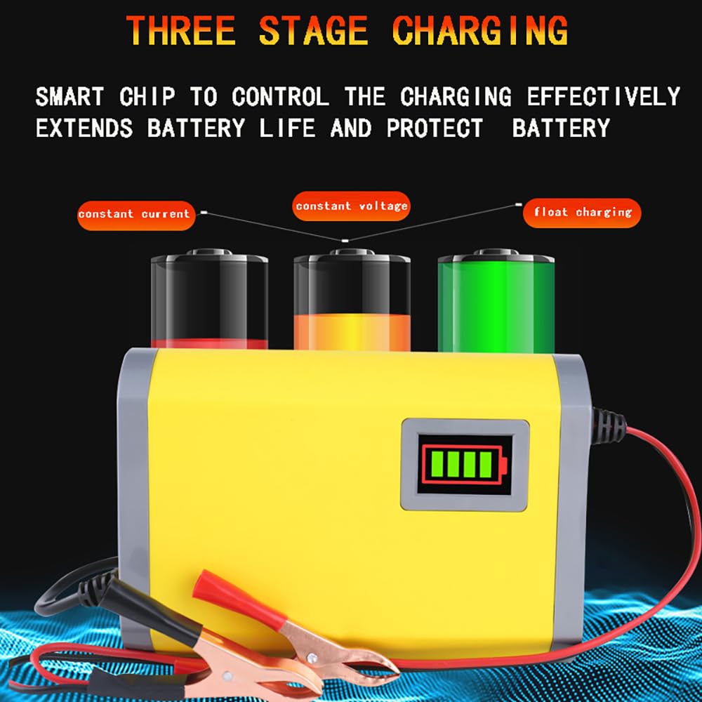 2 Pack 12V Battery Charger and Maintainer: 2 AMP Trickle Charger for Charging Boats Motorcycles ATVs Riding Mowers & Car Truck SUV RV Maintenance