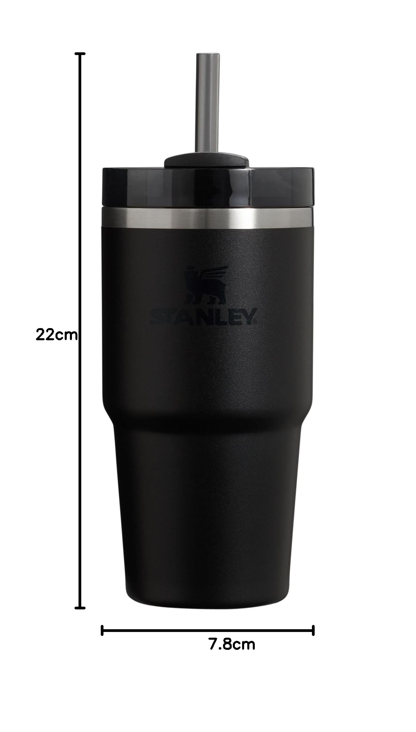 Stanley Quencher - Vaso H2.0 con asa y popote, 14 onzas, tapa Flowstate de 3 posiciones, soporte para vasos compatible para viajes, vaso de acero inoxidable aislado, sin BPA, color negro 2.0