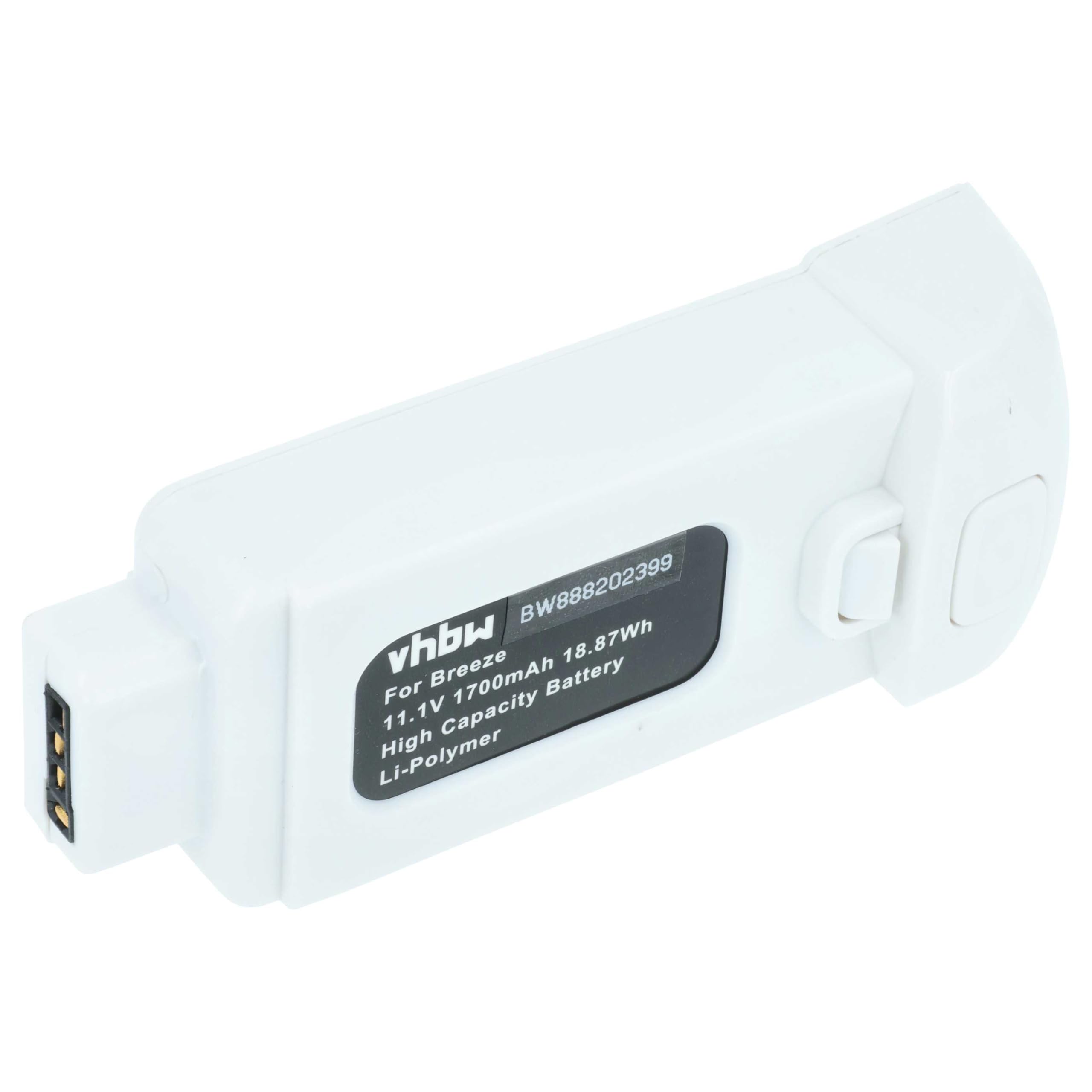 vhbw batteria compatibile con Yuneec Breeze 4K, Breeze drone quadricottero multicottero (1700mAh, 11,1V, Li-Poly)