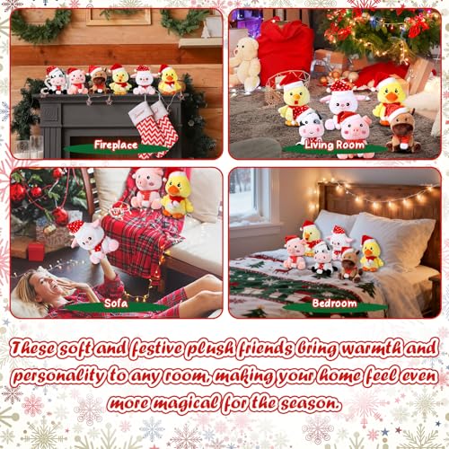 Image of RoundFunny 6 Pcs Christmas in July Farm Animals Toys 7 inch Stuffed Animals Set