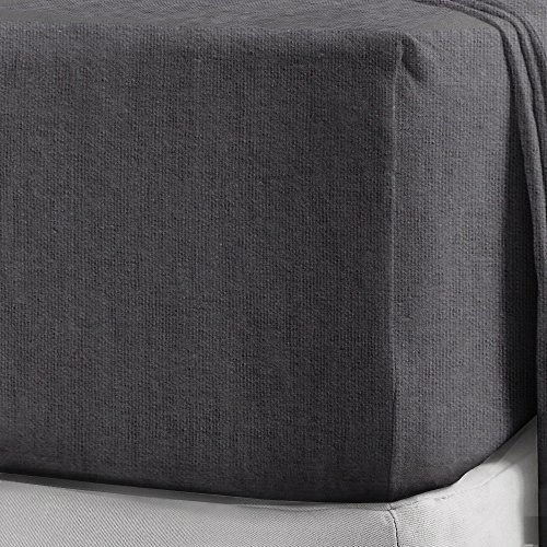 Sábanas NIYS Luxury Bedding de auténtica franela suave de algodón peinado. De 25 cm. Sábanas bajeras ajustables, gris oscuro, Doublé