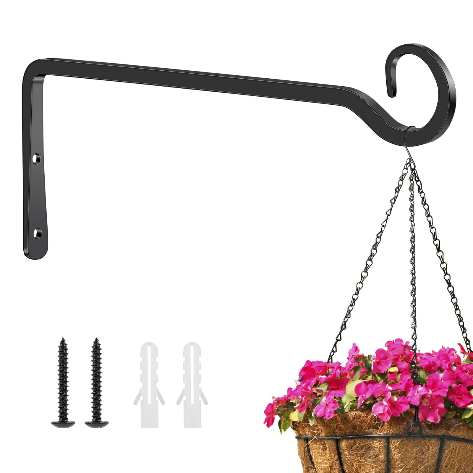 GREANER Plant Hanger Bracket, 10 Inch Metal Plant Hook, Heavy Duty Hooks for Hanging Plants, Hanging Lanterns, Bird Feeder, Flower Basket, Wind Chimes