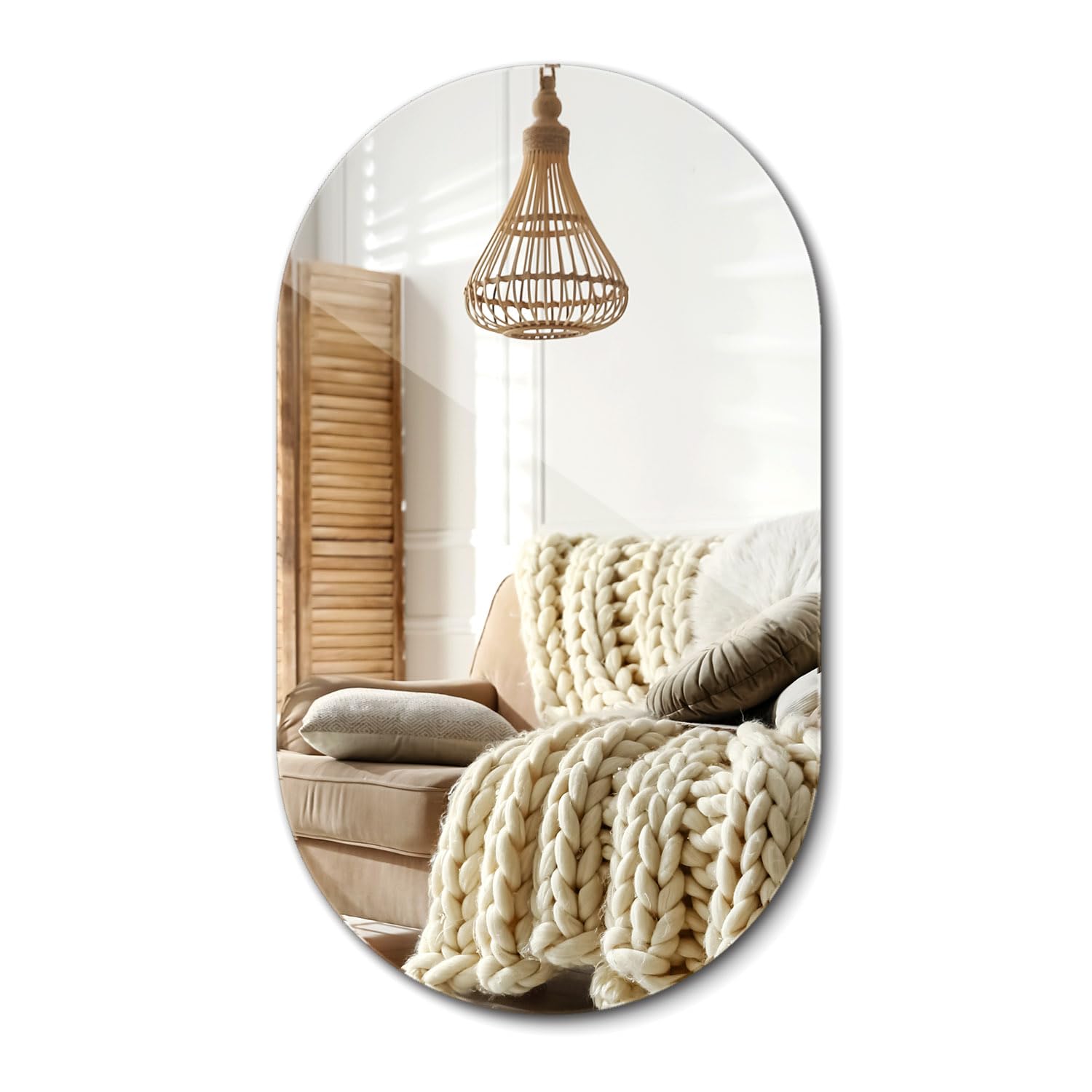 Espejo Ovalado sin Marco 40x70 cm | Cristal Decorativo Pared Moderna | Reflejo Claro diseño Minimalista | Accesorio Elegante baño Dormitorio salón Pasillo | Estilo escandinavo