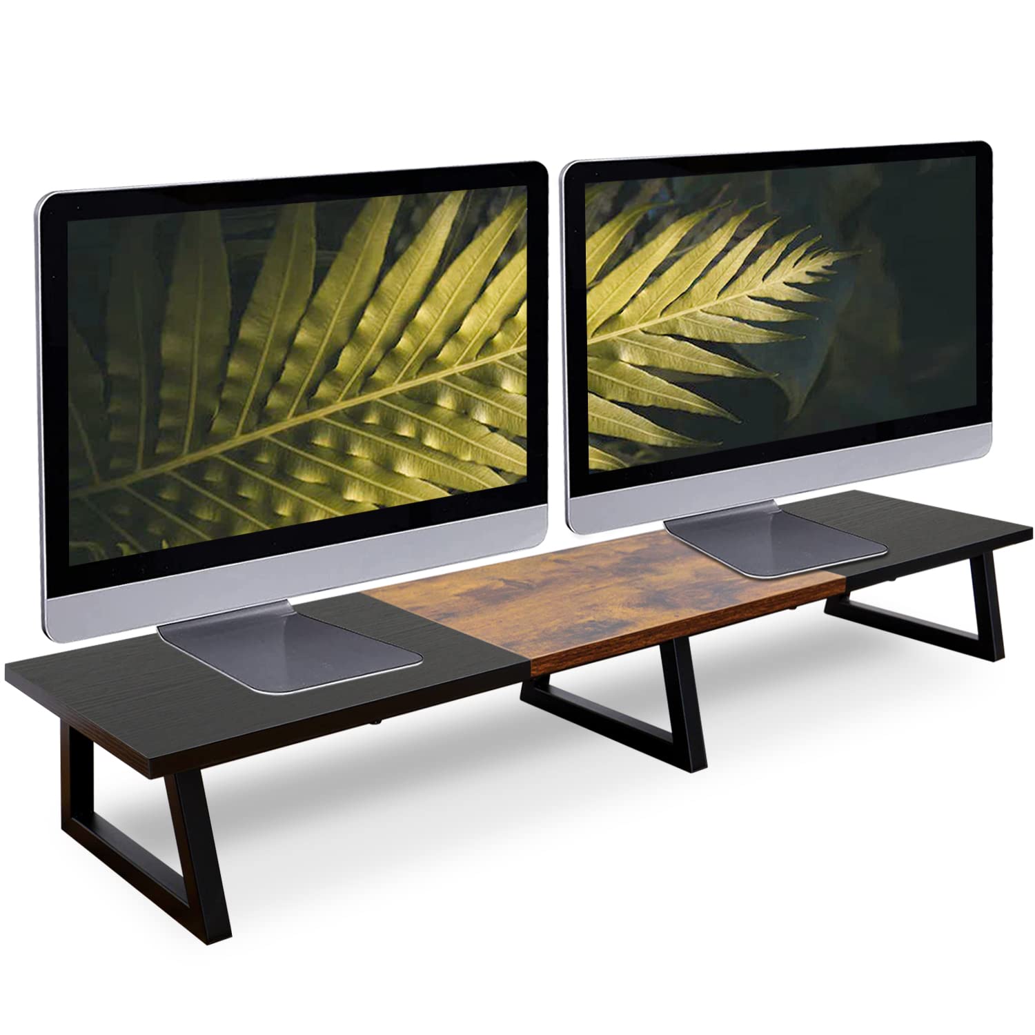 Buy MARTY Long Dual Monitor Stand Large Monitor Riser Wood TV Stand