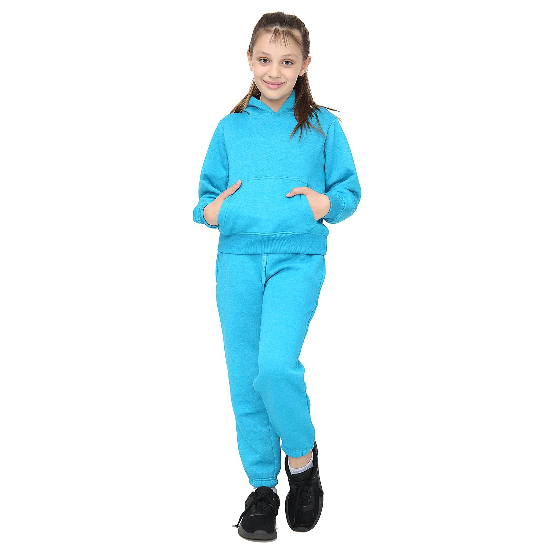 A2Z 4 Kids Meisjes Jongens Effen Trainingspak Hoodie Met - T.S Plain Aqua 2-3
