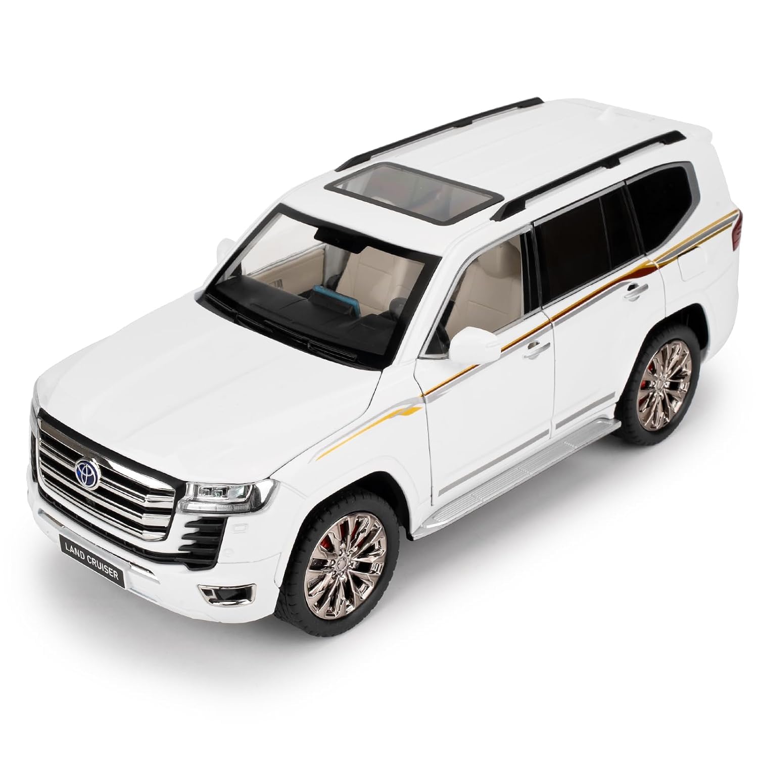 Compatible for 1/18 Scale Collectible Landcruiser LC300 Diecast Model Car Zinc Alloy Pull Back Toy Car Vehicle with Lights and Sounds for Decoration-image-37