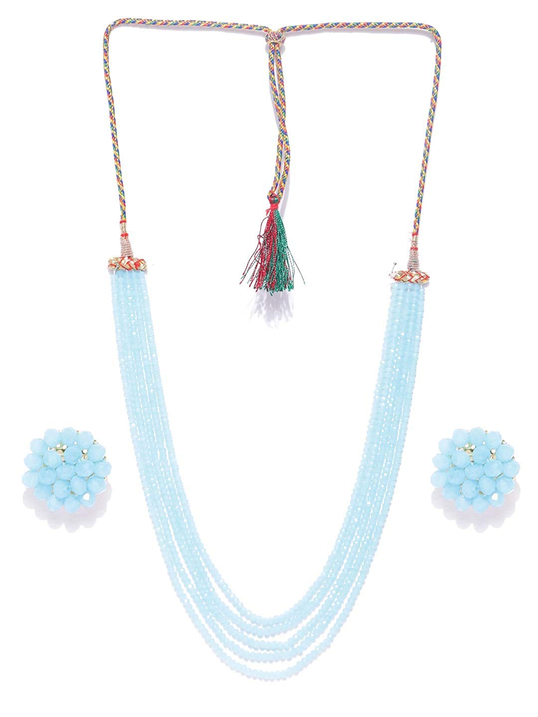 GenericMANBHAR GROUP - Crystal Stone Beads Necklace Set 5 Layer 16 Inch Long Sky Blue Color For Women & Girl Fashion Jewellery (Same as Shown In Image)