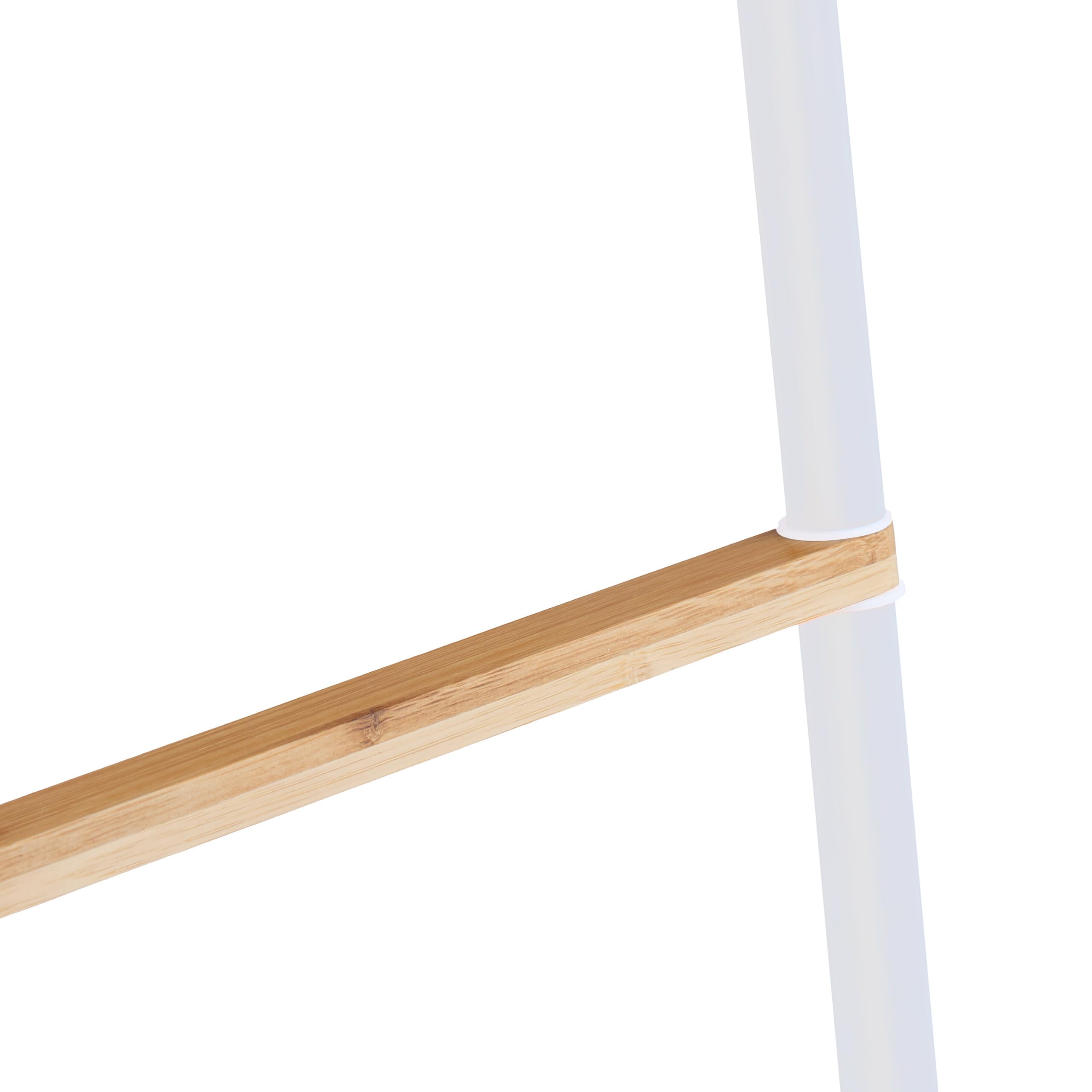 Échelle Porte-serviettes, 5 Barres Spacieuses, Fer Et Bambou, H X L X P : 164 X 45 X 2 Cm, Blanc Et Nature, Relaxdays | Leroy Merlin