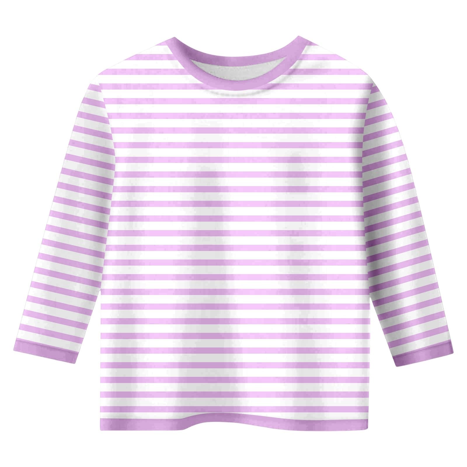 Gestreiftes Langarm-T-Shirt für Kinder, Klassischer Rundhalsausschnitt Langarmshirt,3/4 Ärmel T-Shirt,Mädchen Ringelshirt, Weiches Leichtes Slim-Fit-Oberteil für Mädchen und Jungen