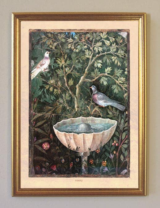 Biller Antik Italie Fontaine Potions Oiseau Fresque Triclinium Plantes Pompéi A3 01 Encadré