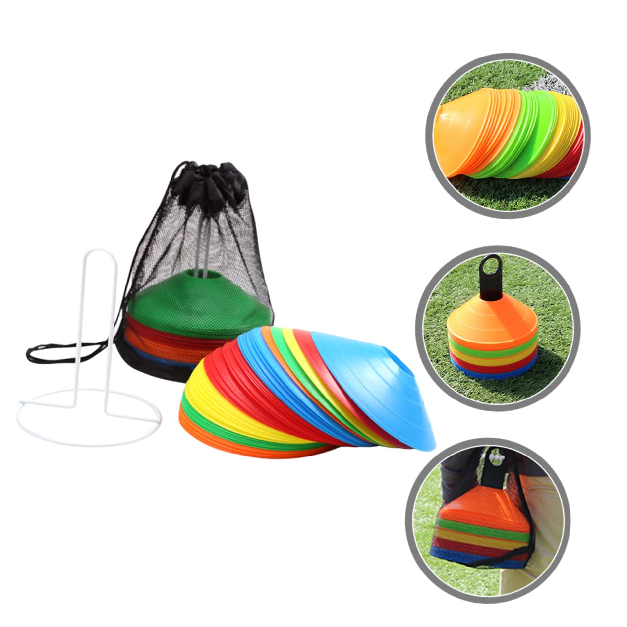 Mikikit 1 Juego Conjunto de Conos de Fútbol Brillantes con Soporte Metálico y Bolsa para Entrenamiento Deportivo y Agilidad Equipamiento de Entrenamiento de Fútbol