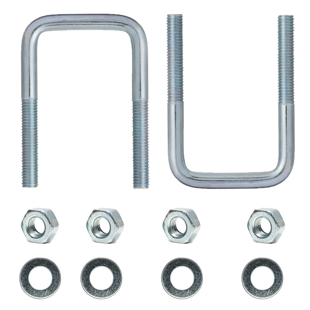 M8 (8mm x 51mm) 1 1/4'' Heavy Duty Steel U-Bolt Type C Square Shaped Zinc Plated DIN 3570 (Pack of 2) H08D