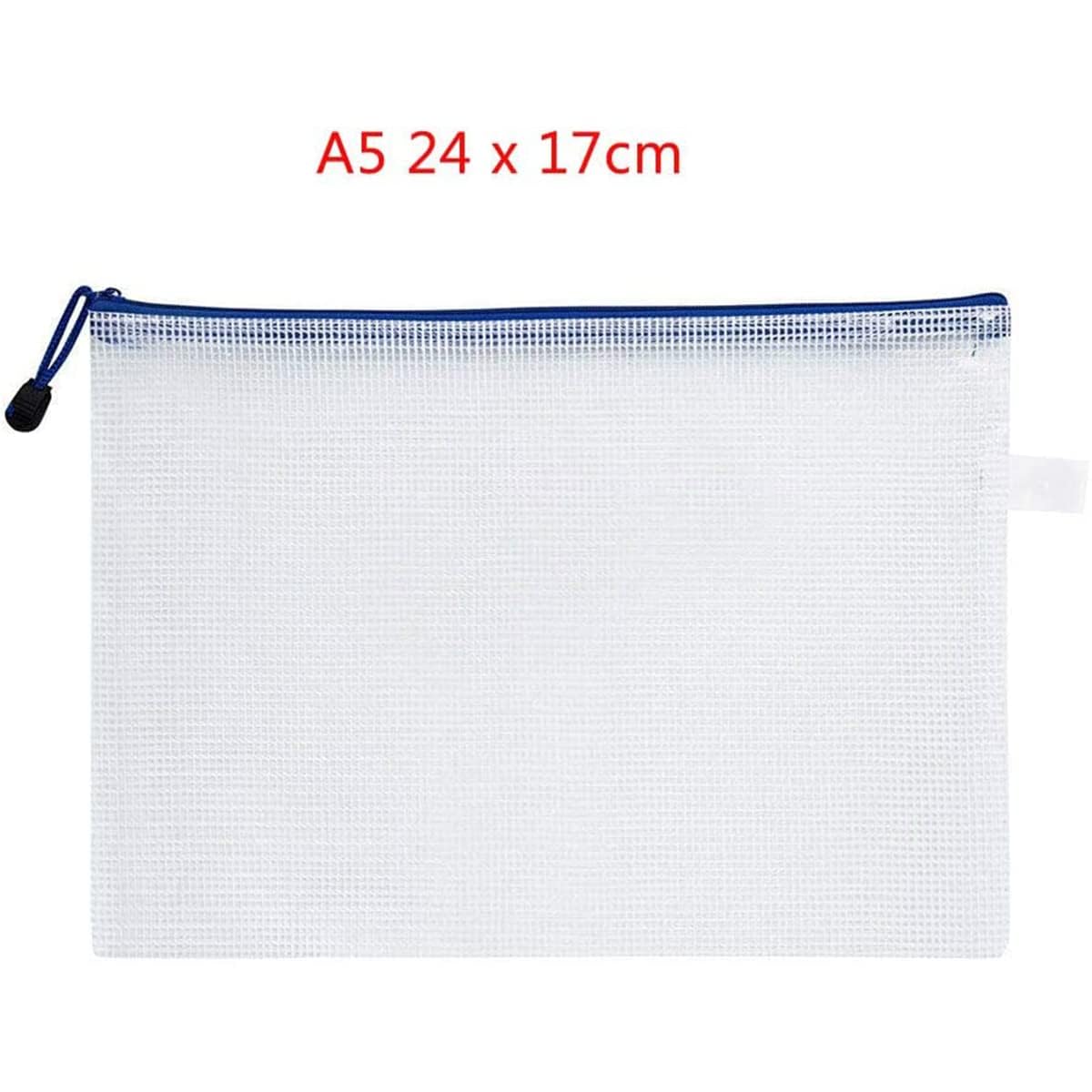 Unifizz A5 Plastic Wallets Mesh Zipper Pouch, Document Folder Bag, White, 1pcs, 24 x 17cm - Image 2