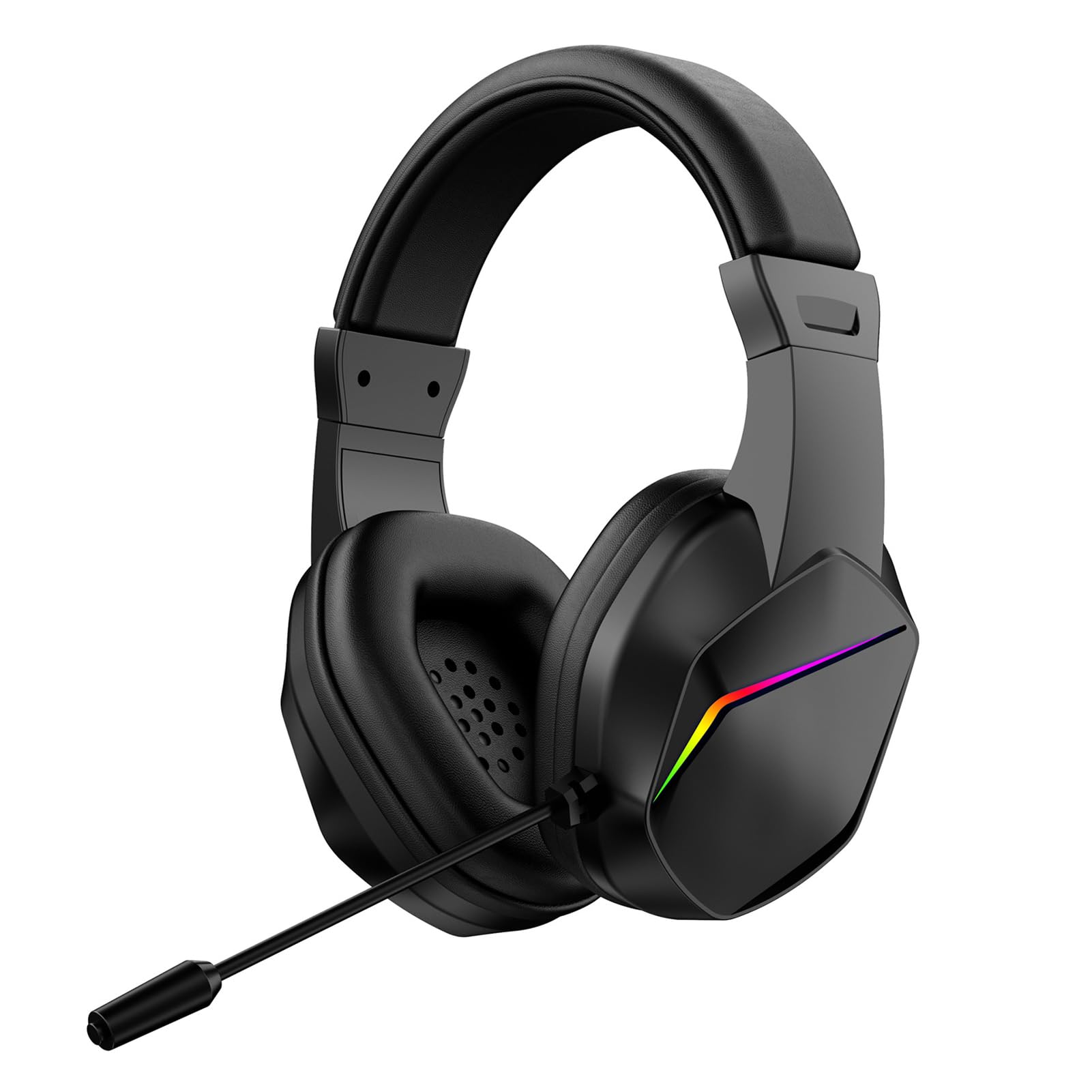 PUSOKEI Wireless Gaming Headset, Bluetooth Low Latency Gaming Headphones with Microphone, LED Lights, Adjustable Volume, 40mm Drivers, Over Ear Headset for Esports, PC (Black+Wireless BT-picture-28