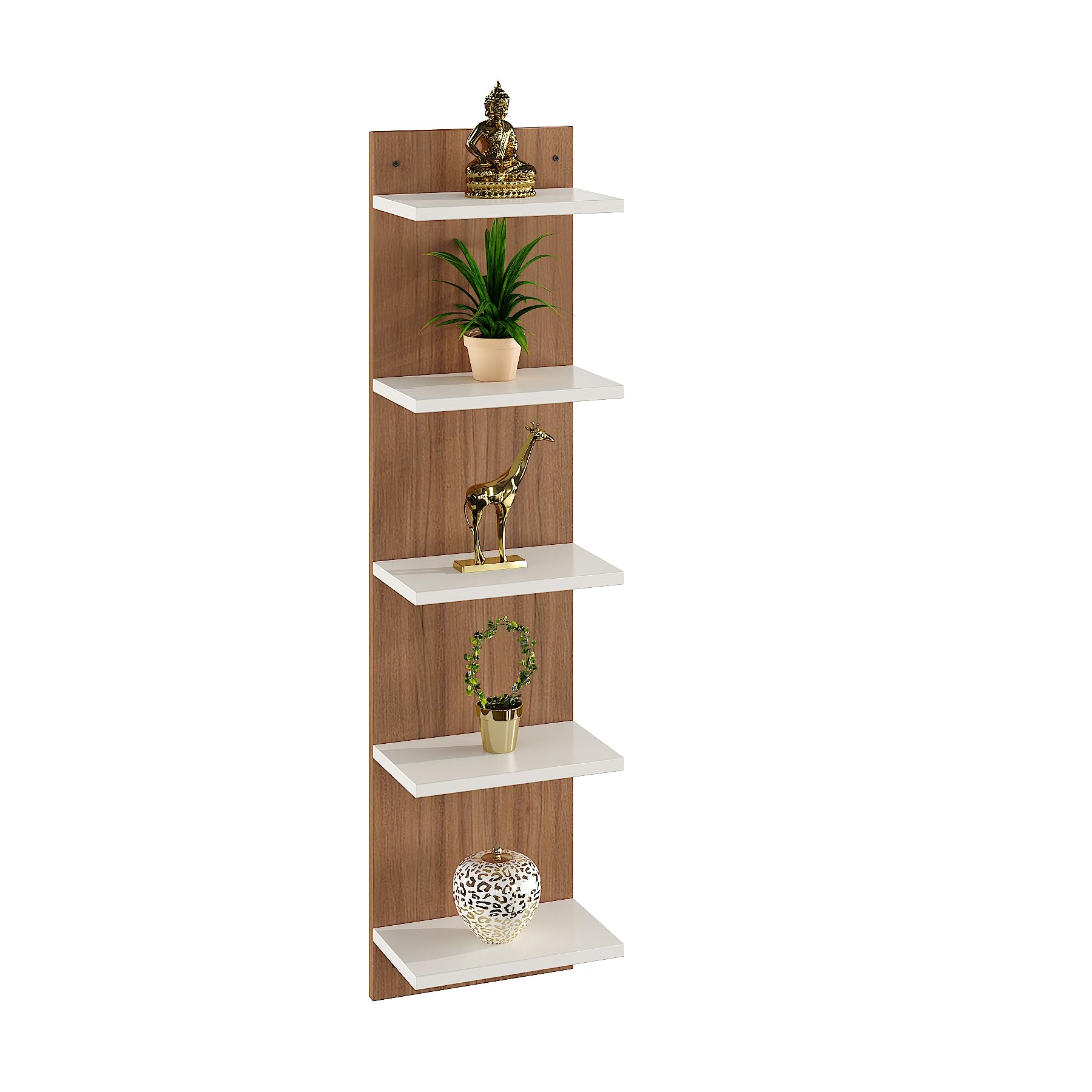 FURNEASER Sampller Wall Shelves for Living Room, Hanging Decoration & Corner Display Shelf, Modern & Stylish Bookcase Bookshelf (Exotic Teak & White) (B0D4277L2C) Amazon Price History, Amazon Price Tracker