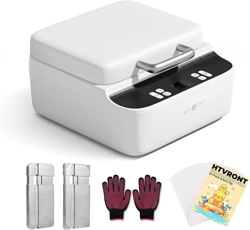 HTVRONT Phone Case Heat Press -Vacuum Sublimation for iPhone & Android Case | Full-Wrap Bubble-Free Edge Transfer: Precise Digital Temperature Control with 15-Minute Auto Safety Power-off Function