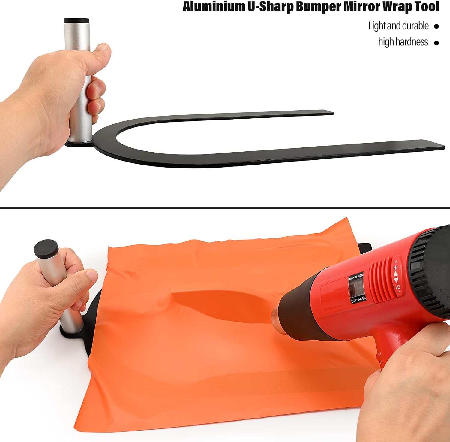 FOSHIO Aluminium U-Sharp Car Mirror Wrap Tool with Handle, Wrap-U-Ezee Vinyl Wrap Window Tint Tools for Bumper, Door Handle,Shark Fin GPS Antenna