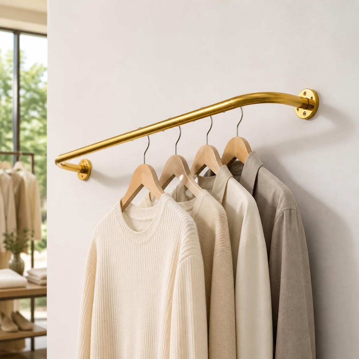 Porte-Vêtements Mural, Support de Vêtements Suspendu pour Femmes et Enfants, Métal Robuste, Charge Lourde, Installation Rapide et Facile