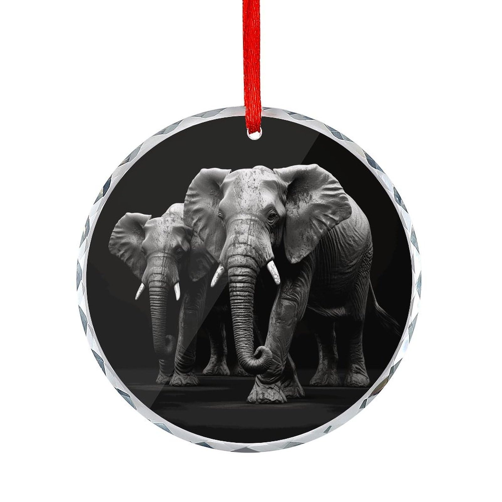 Btcowzrv Style 3D Gray Elephant Round Ornament Hanging Pendant Decor