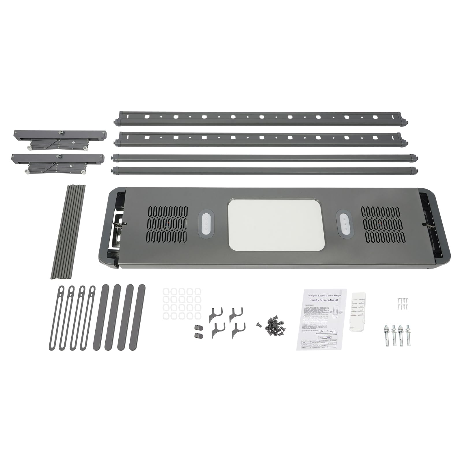 Elektrischer Wäscheständer Decke für Wand und Decke mit Fernbedienung, ausziehbar, aus Aluminium und Stahl, 35KG Tragfähigkeit (Grau)