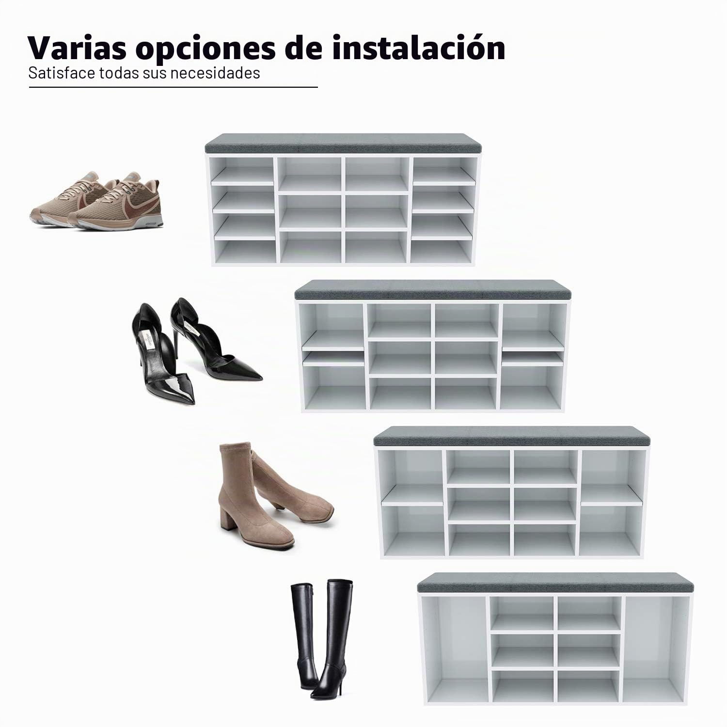 SONNI Banco Zapatero Entrado con Cojín,Banqueta de Zapatos Recibidor con Asiento 103.5x30x48cm