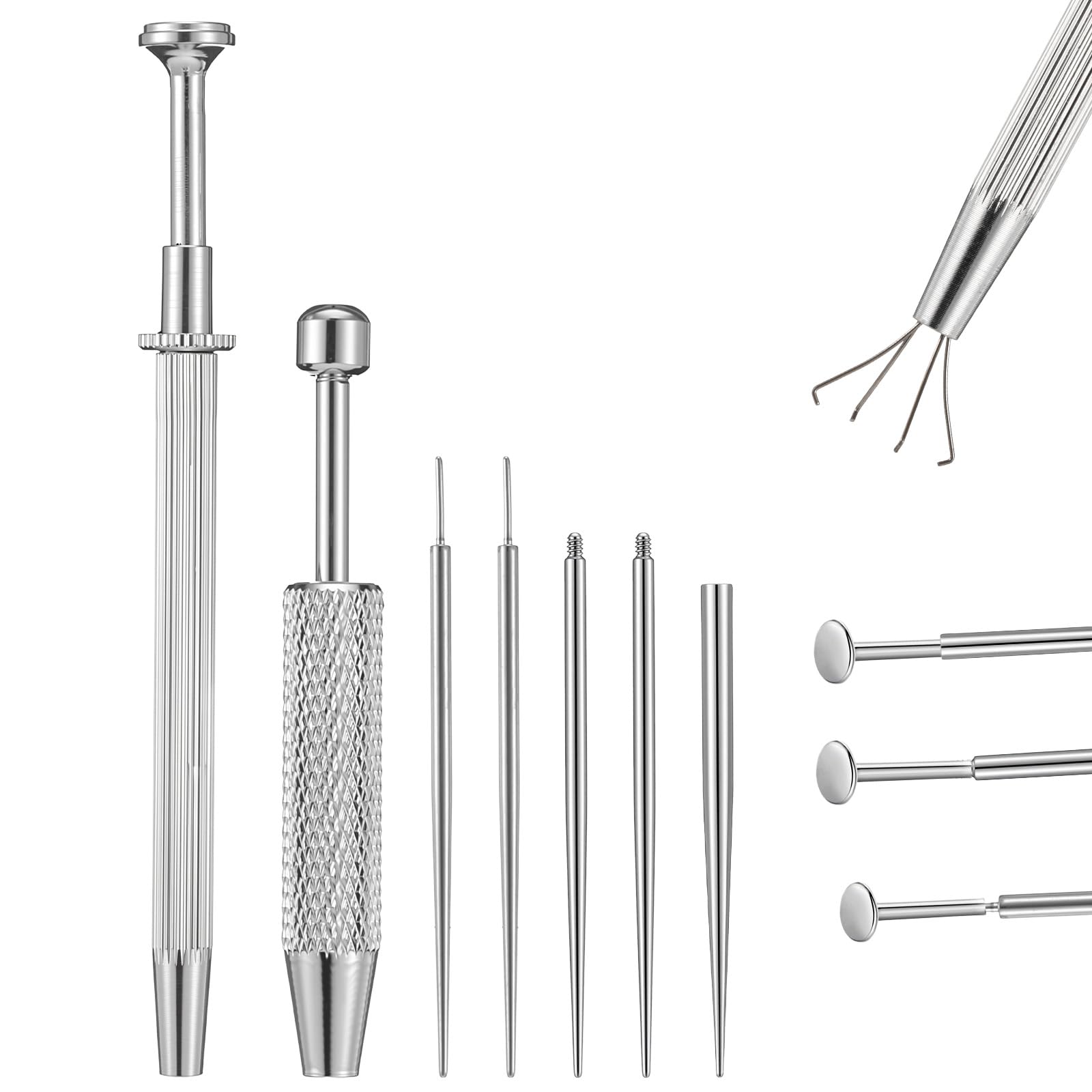 Piercing Taper Ball Grabber Tool for Changing Jewelry Flat Back Earrings Insertion Tool Threadless Insertion Pin Thread Body Piercing Kit for Ear Nose Lip for Ear Nose Navel Eyebrow Tongue