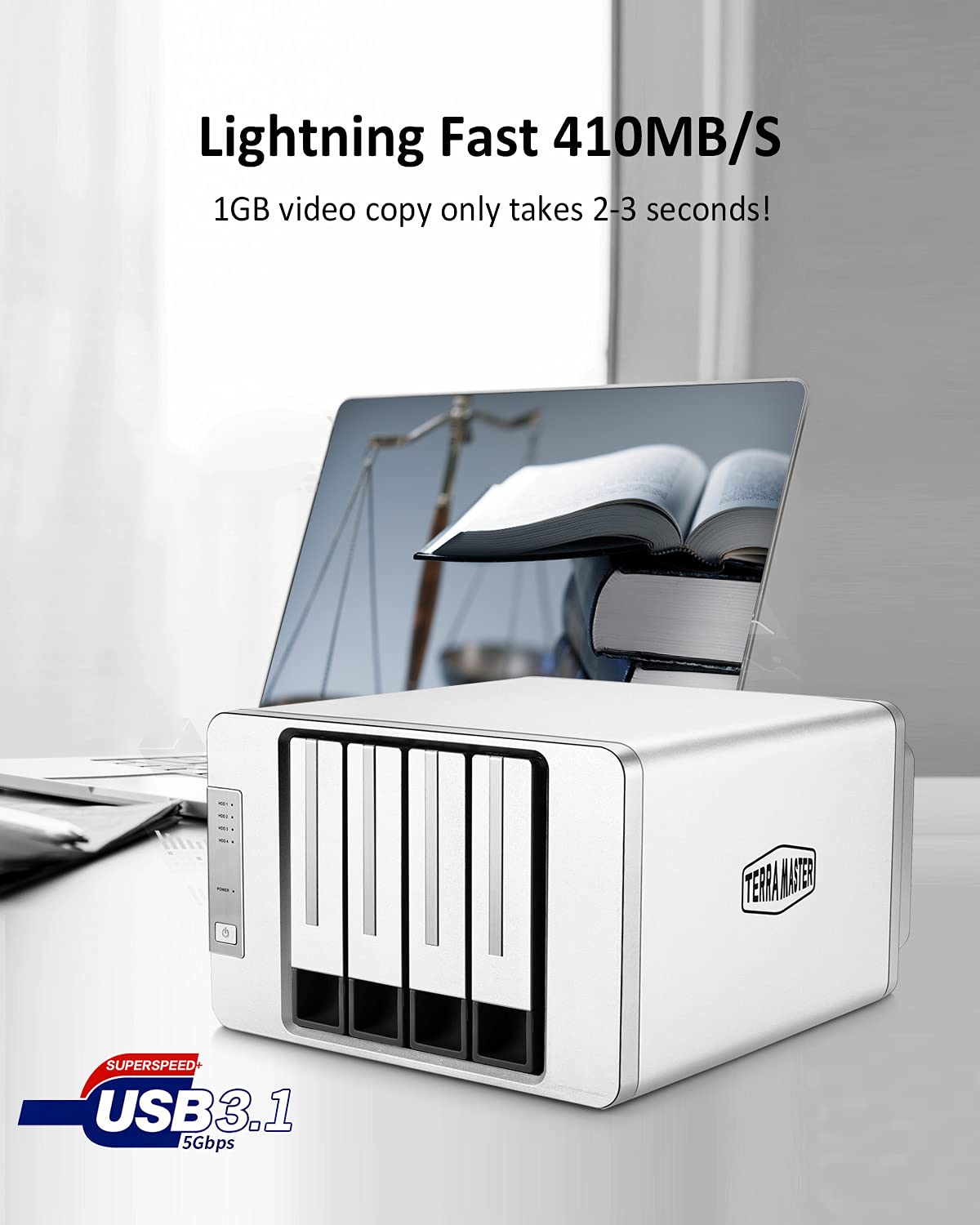 TERRAMASTER D4-300 USB 3.1(Gen 1 ) Type C Box Externo USB 3.1 Alloggiamento Senza Strumenti di e Supporta Lo Scambio a Caldo (Senza Disco)