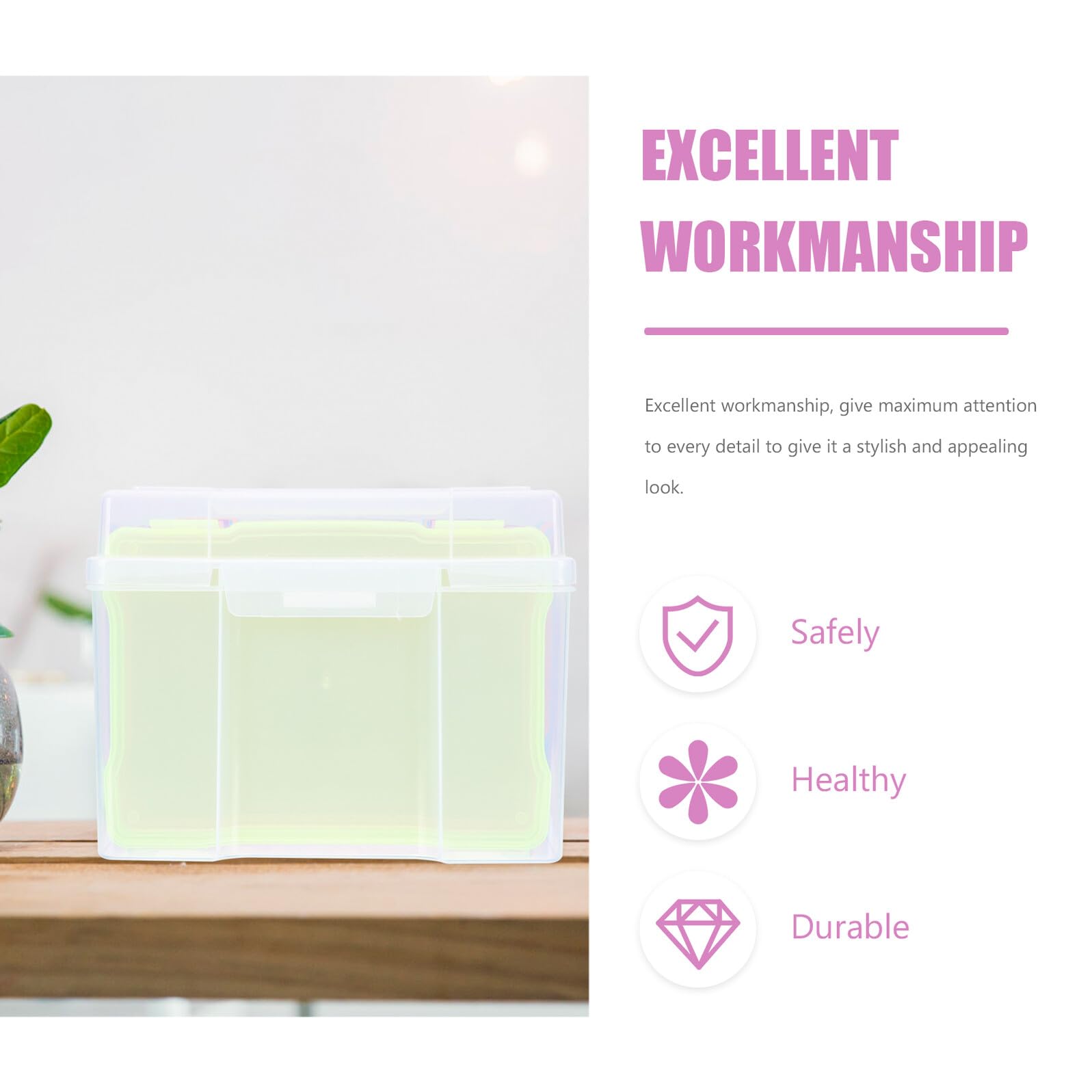 Fotobox für Aufbewahrung von Fotos Postkarten und Kleinteilen Tragbarer Fotoorganizer mit Glatter Oberfläche und Abgerundeten Kanten