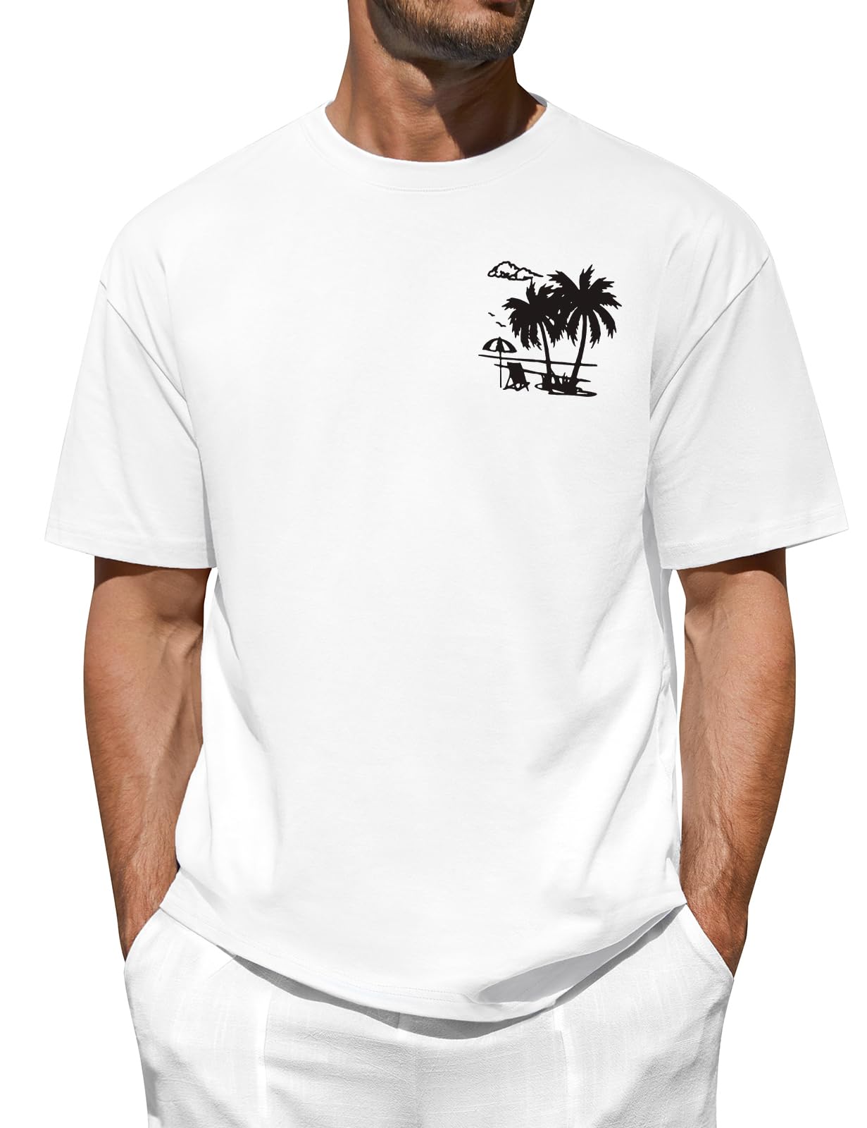heekpek Tshirt Herren Sommer Oversize Baumwolle T-Shirts für Herren Männer Basic Classic T Shirt Rundhals Kurzarm Print Top
