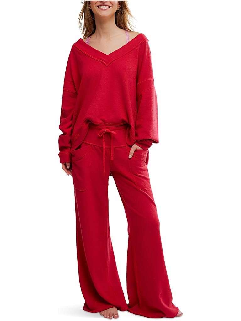 Red Free People Staycation Lounge Pants