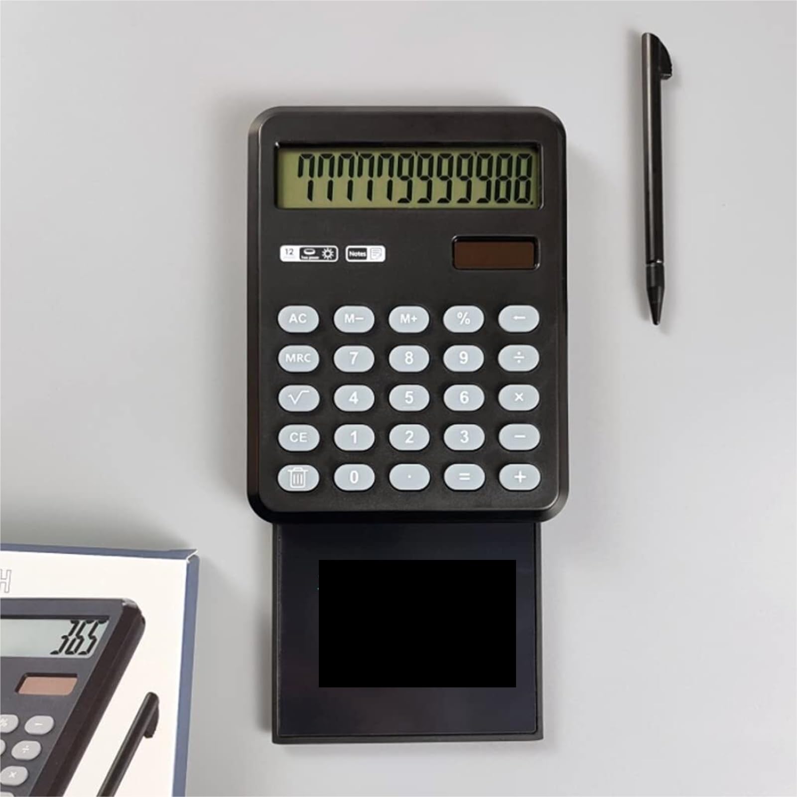 Calcolatrice per Ufficio Tavoletta LCD for Scrittura Solare Estraibile, Calcolatrice for Scrittura, Tavoletta for Scarabocchi, Tavolo da Disegno, Calcolatrice Scuola