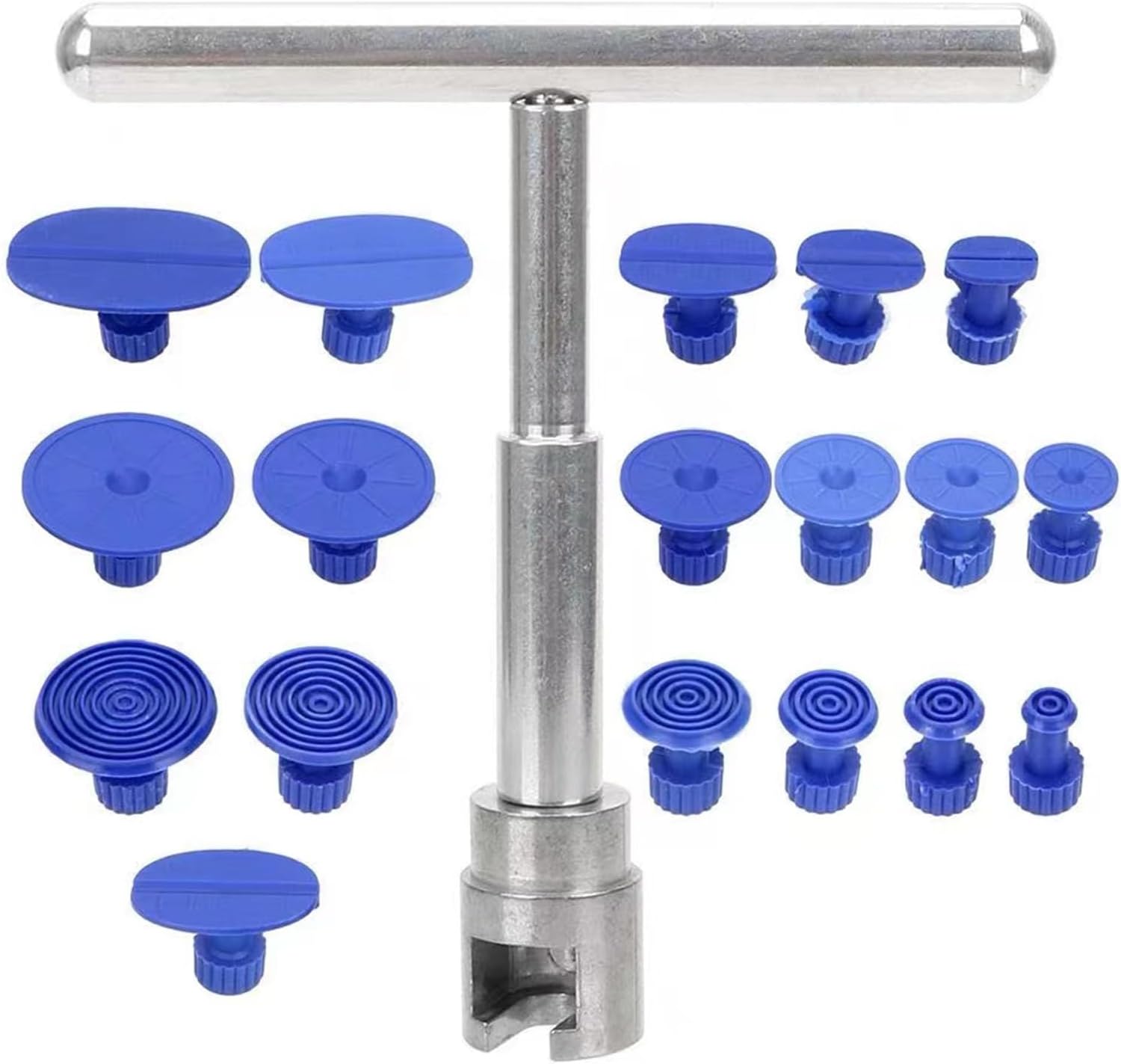18 Pcs Car Dent Puller, Paintless Dent Repair Tool, Car Accessories Car Body Dent Remover Kit with T Slide Hammer for Car, Glass, Screen and Tiles