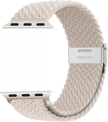 Miniatura 7 de Nepfaivy Compatible with Apple Watch Band - 38mm 40mm 41mm Braided Stretchy Sport Band for Apple Watch Series SE 8 7 6 5 4 3 2 1, Women Men Nylon