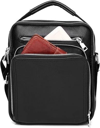 Miniatura 2 de KPYWZER Bolso de hombro de cuero genuino para hombres pequeños, bolso de mensajero, bolso bandolera bandolera para hombre para negocios