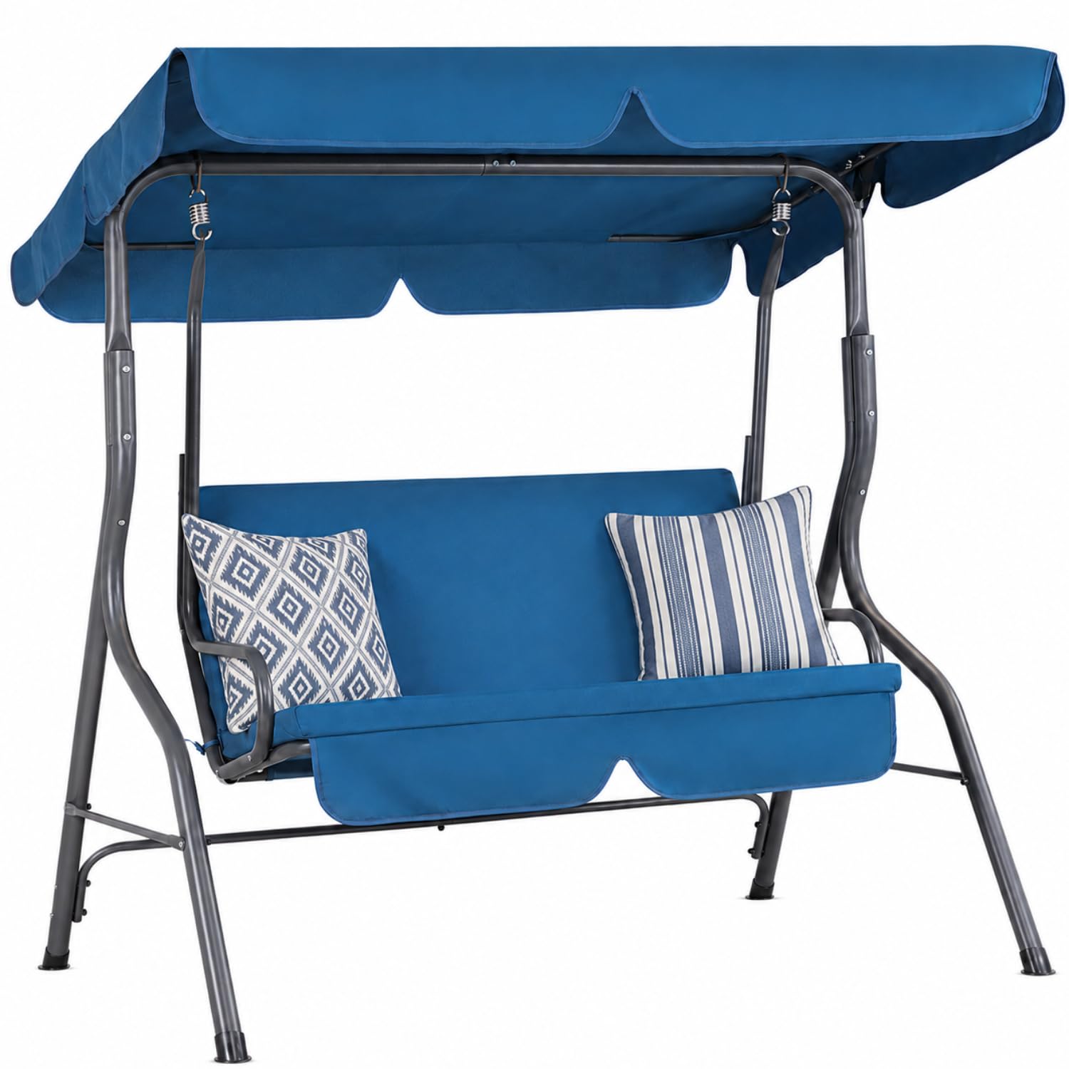 Casaria Blue Casaria® Hollywood Canopy Swing Chair | 2 Seater | Weatherproof Rocking Bench With Roof And Backrest | Non-Slip Feet | Outdoor Garden Patio Seat | Up To 200Kg | Atlantic