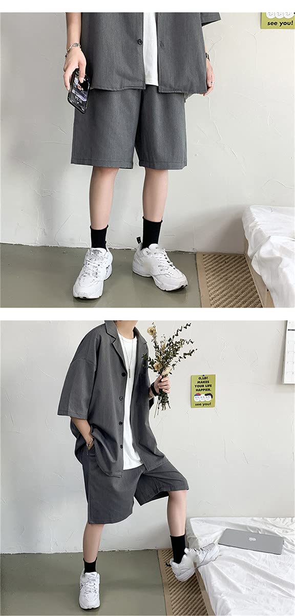 ジャケット　シャツ　半ズボンセット Amazon.co.jp: メンズセットアップジャケットハーフパンツシャツ