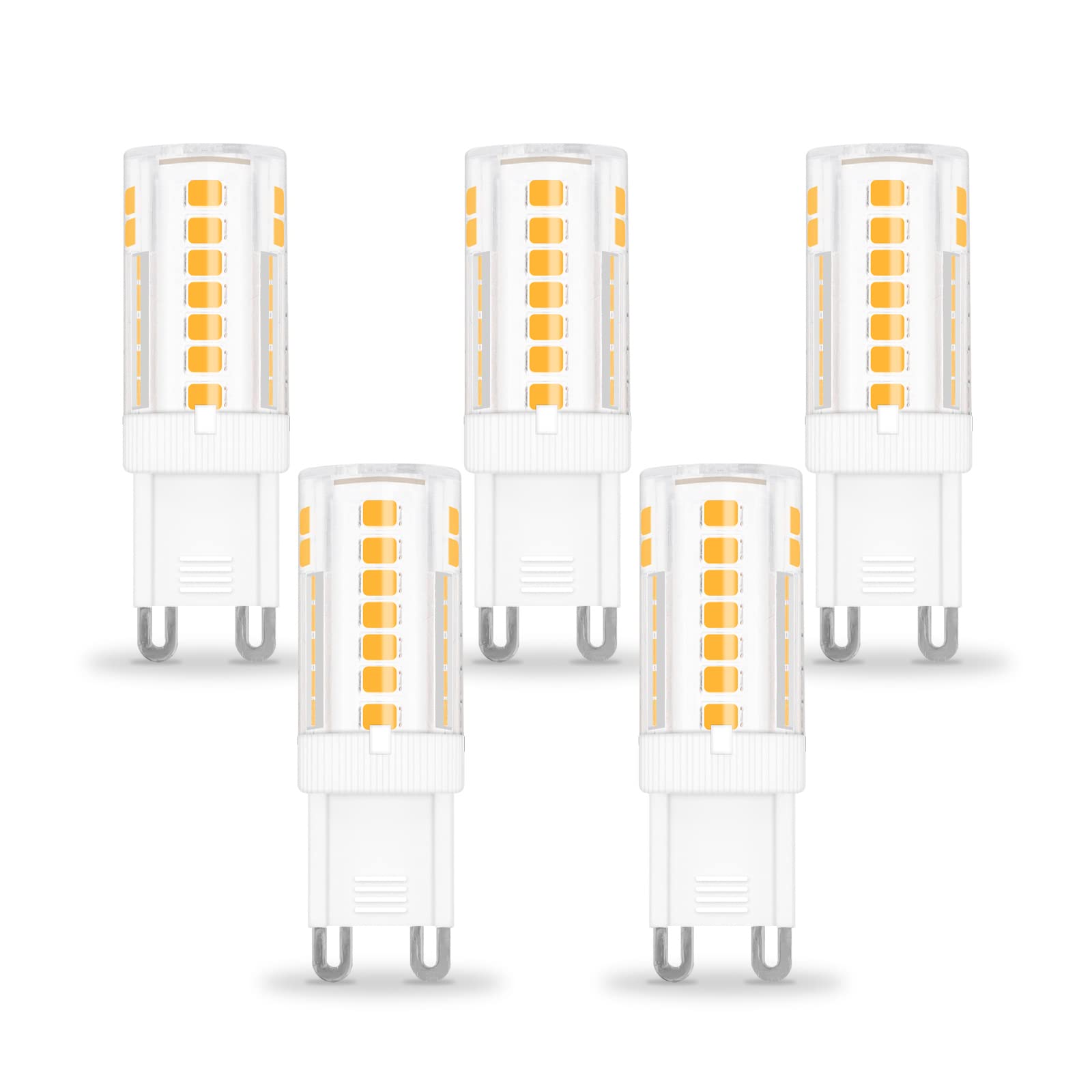 3.5W G9 LED Bulb Dimmable 40W Halogen Equivalent, Warm White 3000K 460LM 120V G9 Bi Pin Base Light Bulbs for Chandelier Lighting, 5 Pack