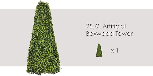 Miniatura 8 de ECOOPTS 4 árboles de boj artificiales resistentes a los rayos UV, torre decorativa Buxus, Topiary falsa árbol decoración para el hogar, jardín,