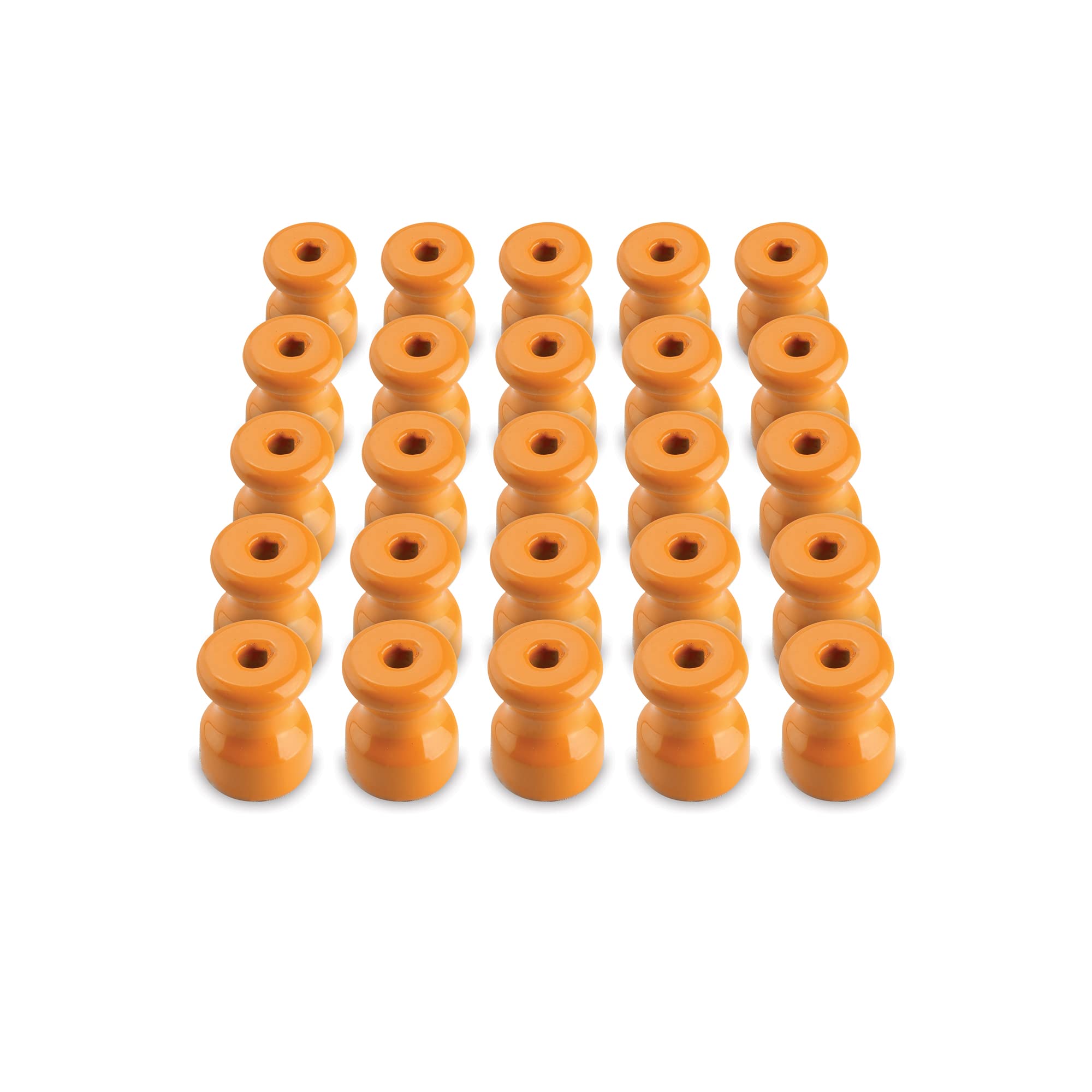 Amarcords - Cable clamp with screws and plugs. 25 vintage colored porcelain insulators for color wall braid cable installations ORANGE